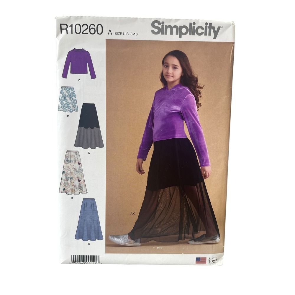 Simplicity R10260 Girls Skirts Knit Top Size 8-16 Modern Children's